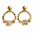 Boucles d’Oreilles Upcyclées Dorées & Résine Transparente – Pièce Unique