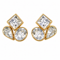 Boucles d’oreilles vintage Trifari – cristaux géométriques dorés années 90
