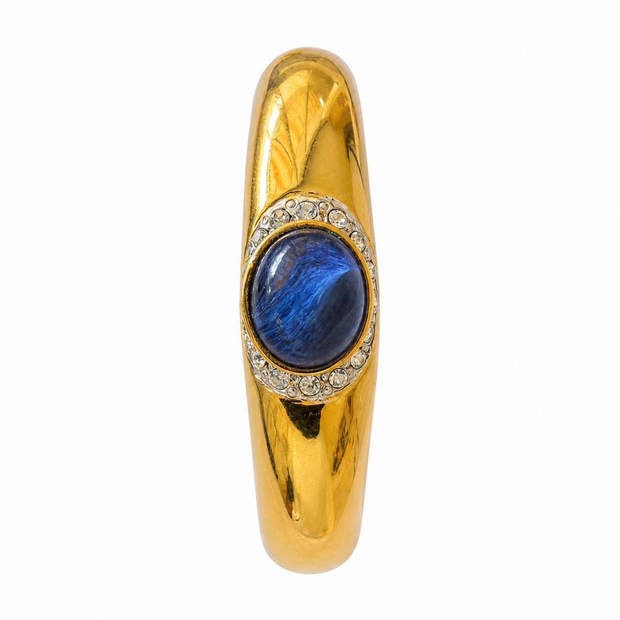 Bracelet manchette vintage doré pierre bleue