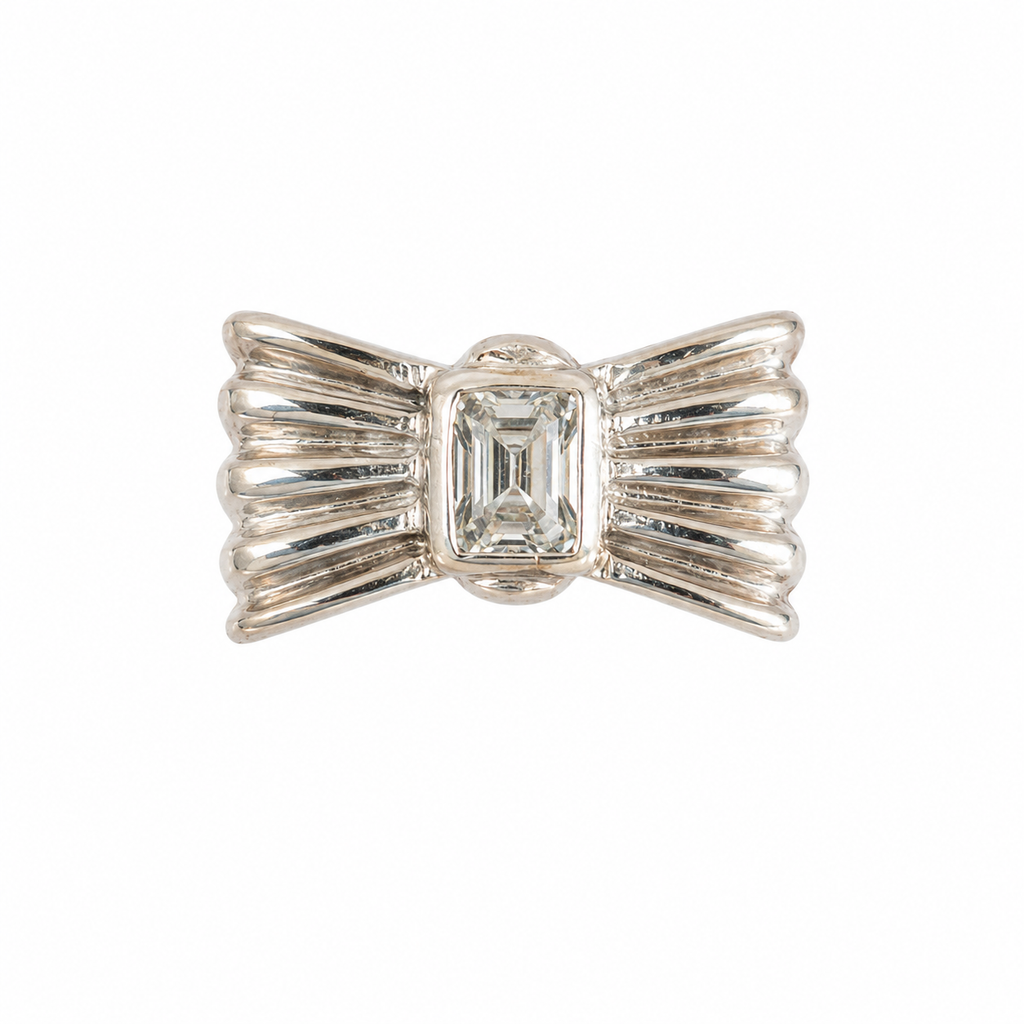 Bague vintage italienne cristal blanc – années 1980