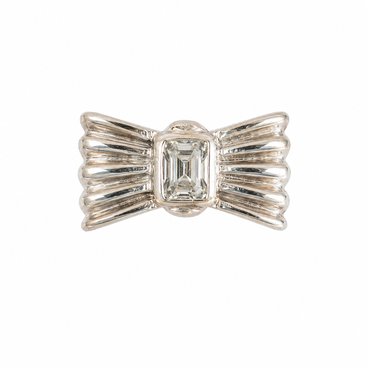 Bague vintage italienne cristal blanc – années 1980