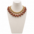 Collier vintage doré à pampilles facettées – bijou couture années 80