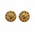 Boucles d’oreilles  B&W Médaillon Antique vert – Circa 80's