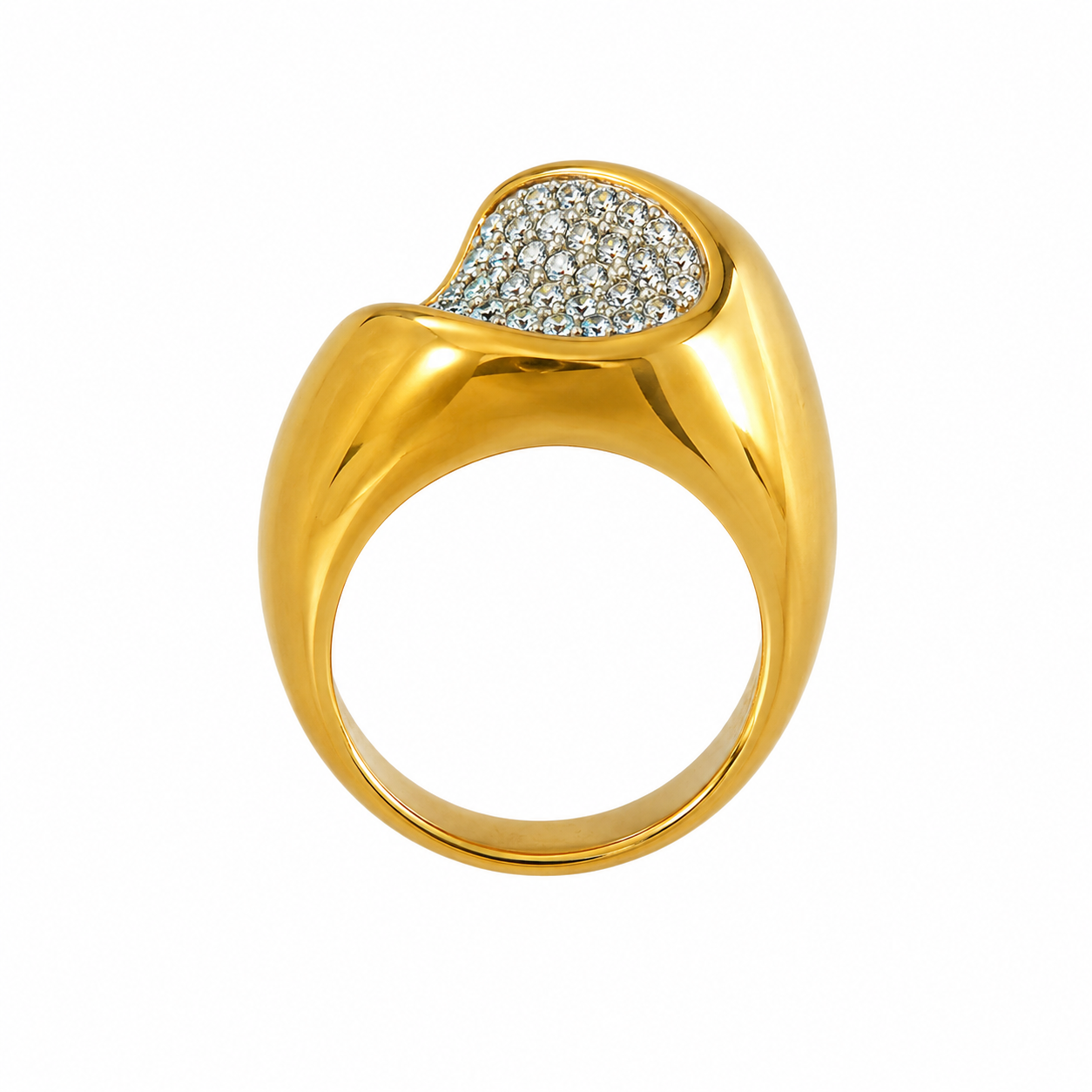 Bague dôme pavé strass doré Panetta