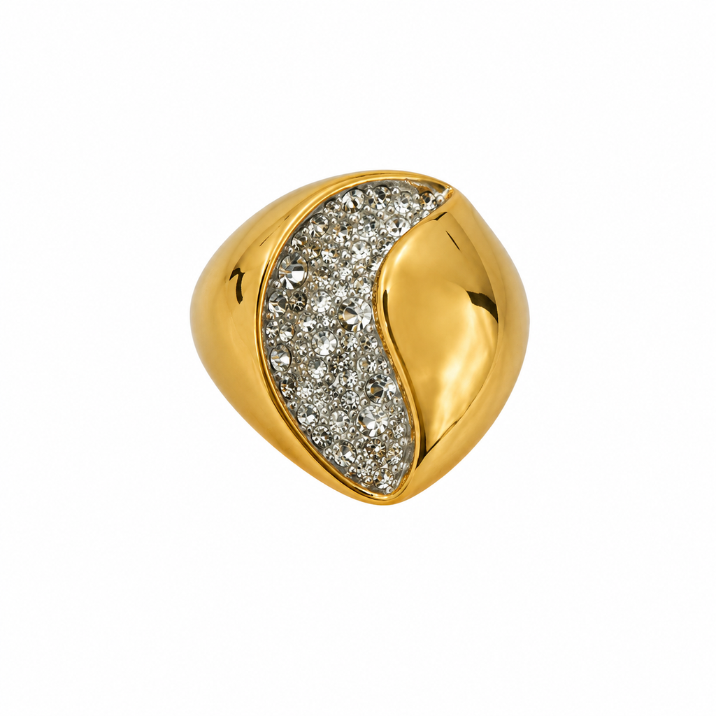 Bague dôme pavé strass doré Panetta