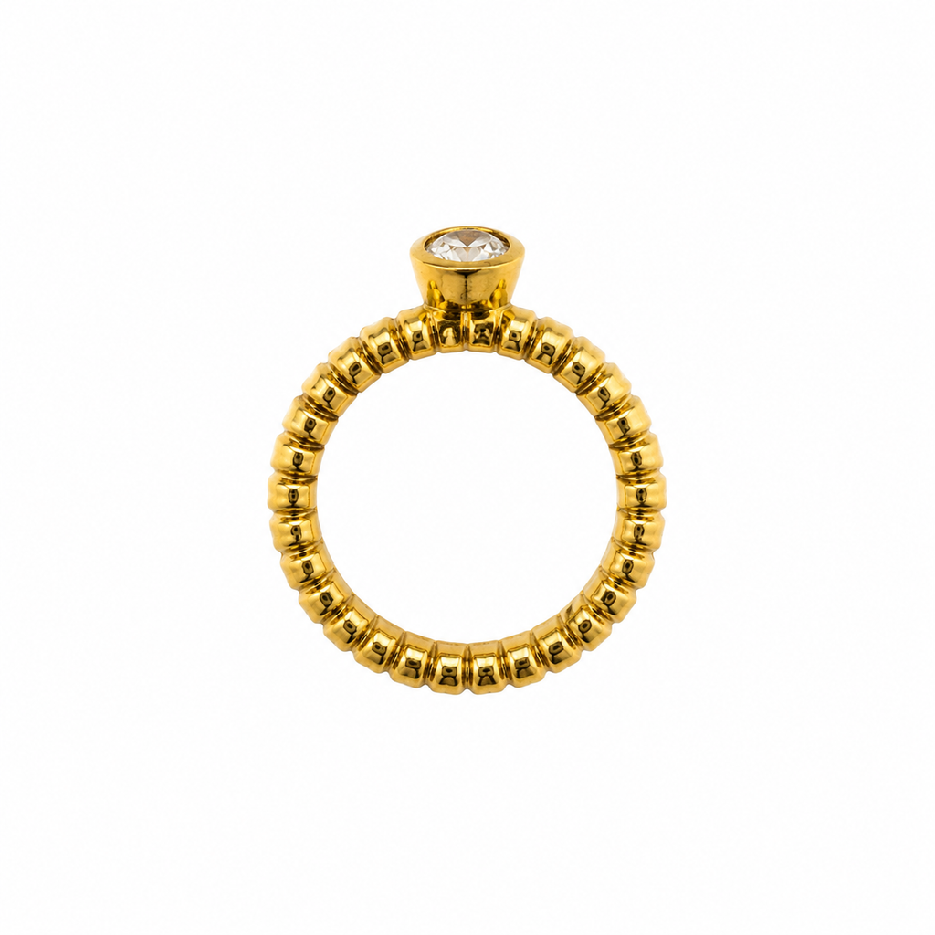Bague Tubogas avec Cristal - Circa 80's