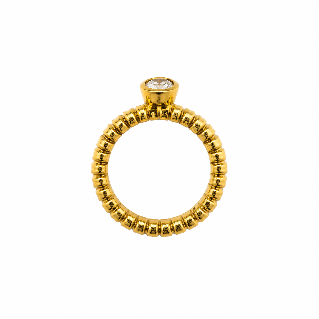 Bague Tubogas avec Cristal - Circa 80's
