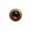 Bague vintage dorée à cabochon prune – Circa 1980