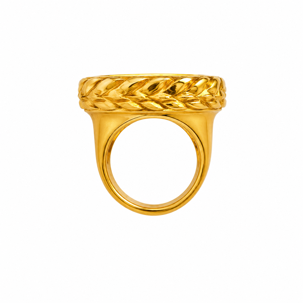 Bague cocktail XL doré résine turquoise