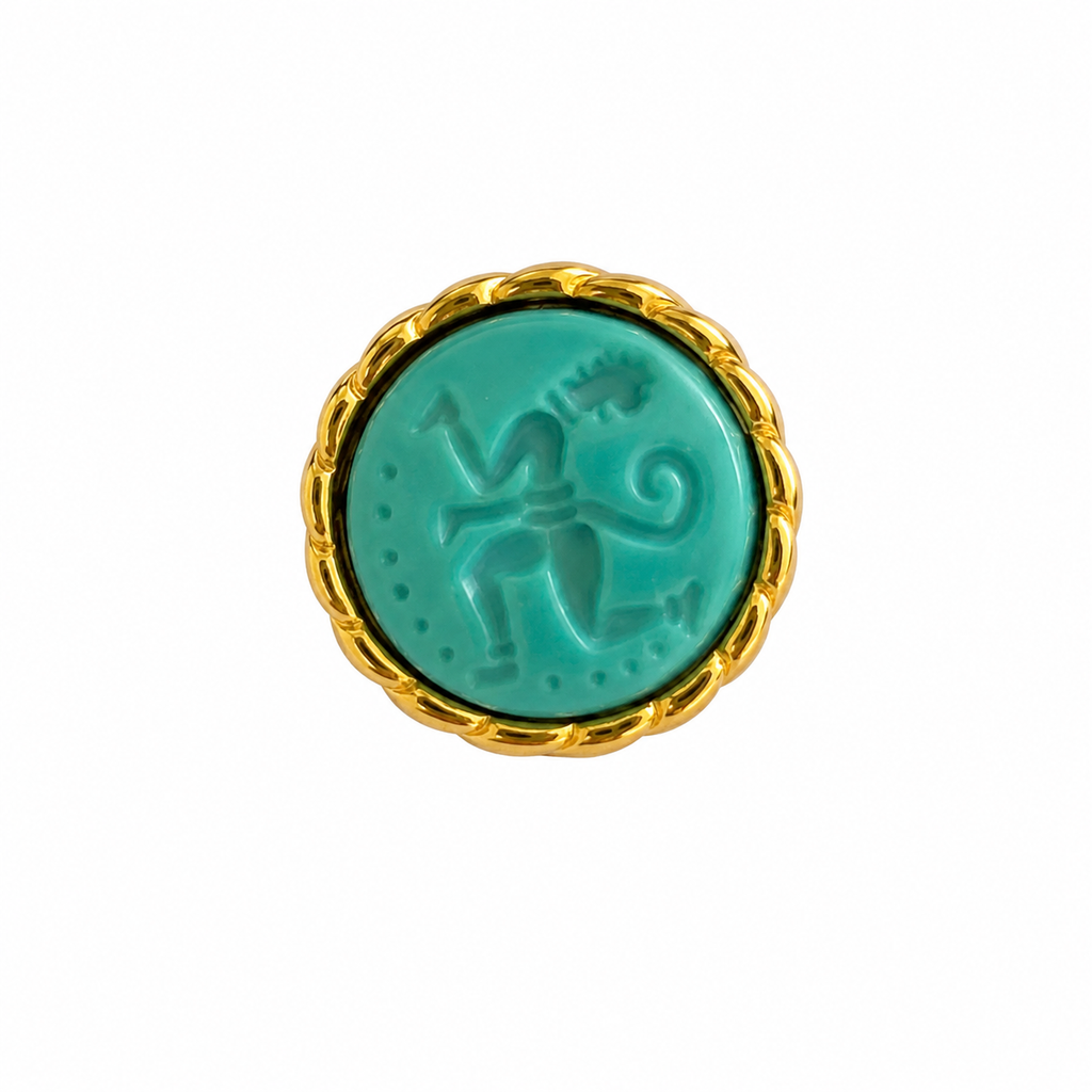 Bague cocktail XL doré résine turquoise