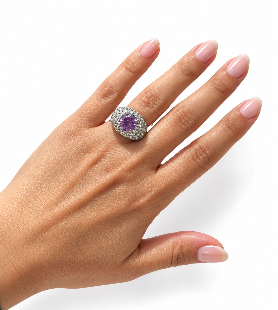 Bague cocktail mauve
