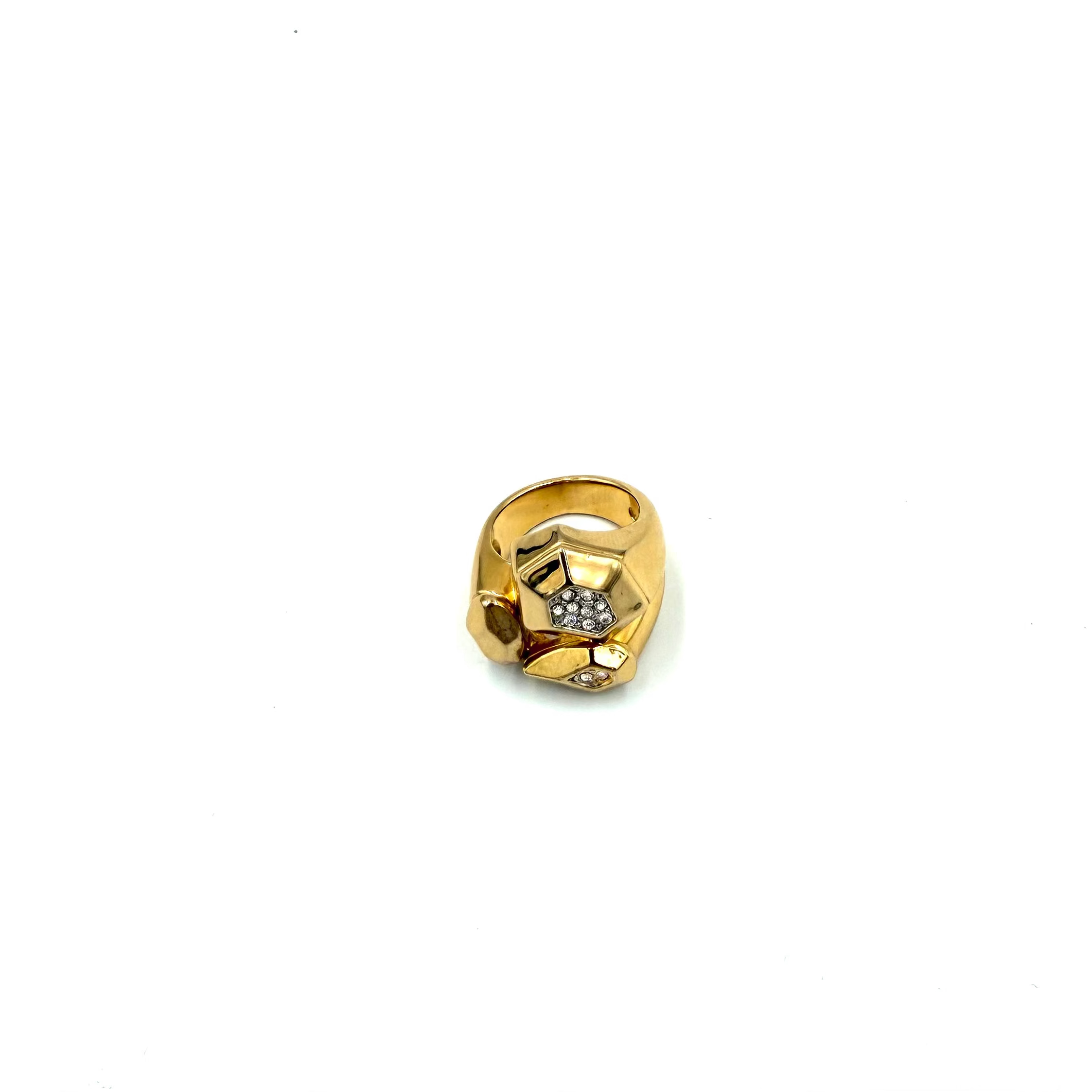 Bague vintage dorée à motifs géométriques – Style sculptural & design