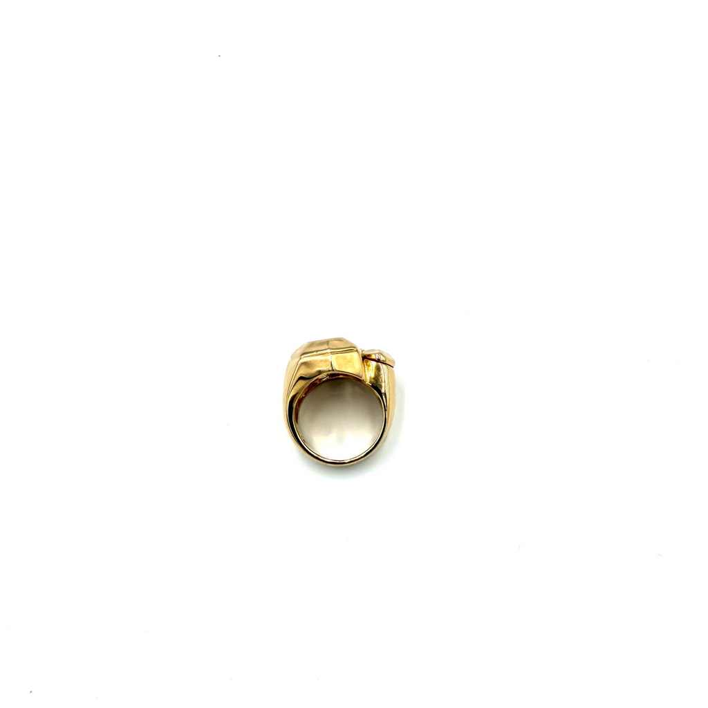Bague vintage dorée à motifs géométriques – Style sculptural & design