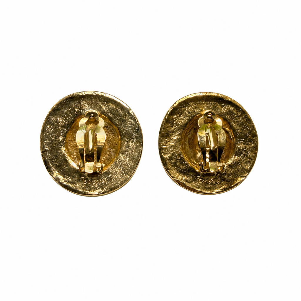 Boucles d'oreilles B&W Médaillon Antique bleu - Circa 80's