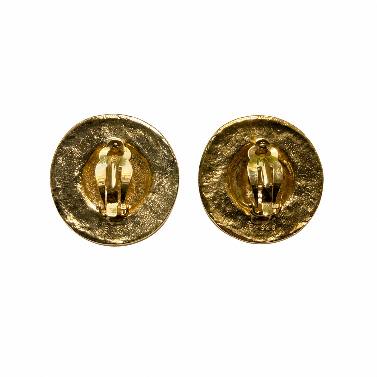 Boucles d'oreilles B&W Médaillon Antique bleu - Circa 80's