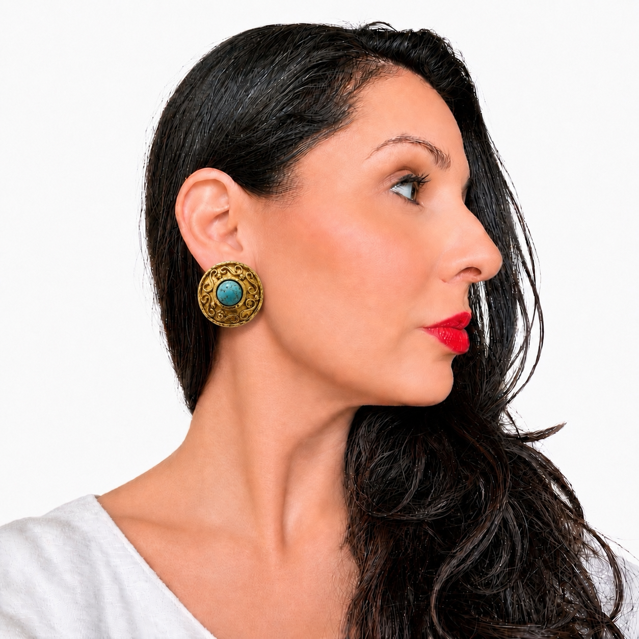 Boucles d'oreilles Edouard Rambaud Paris - Bouclier à turquoise