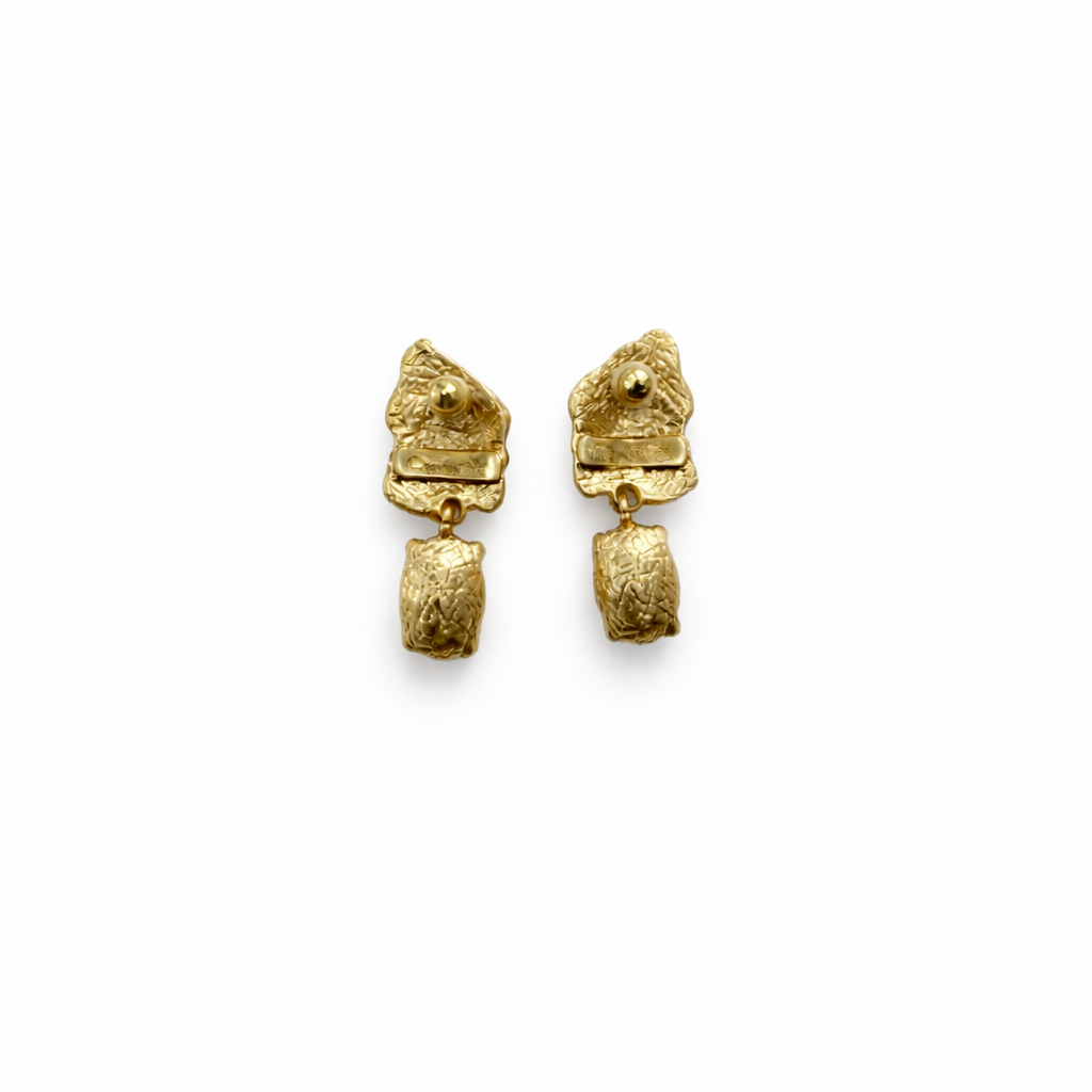 Boucles d’oreilles vintage Oscar de la Renta - Cristal vert clair – Bijou couture USA années 1980