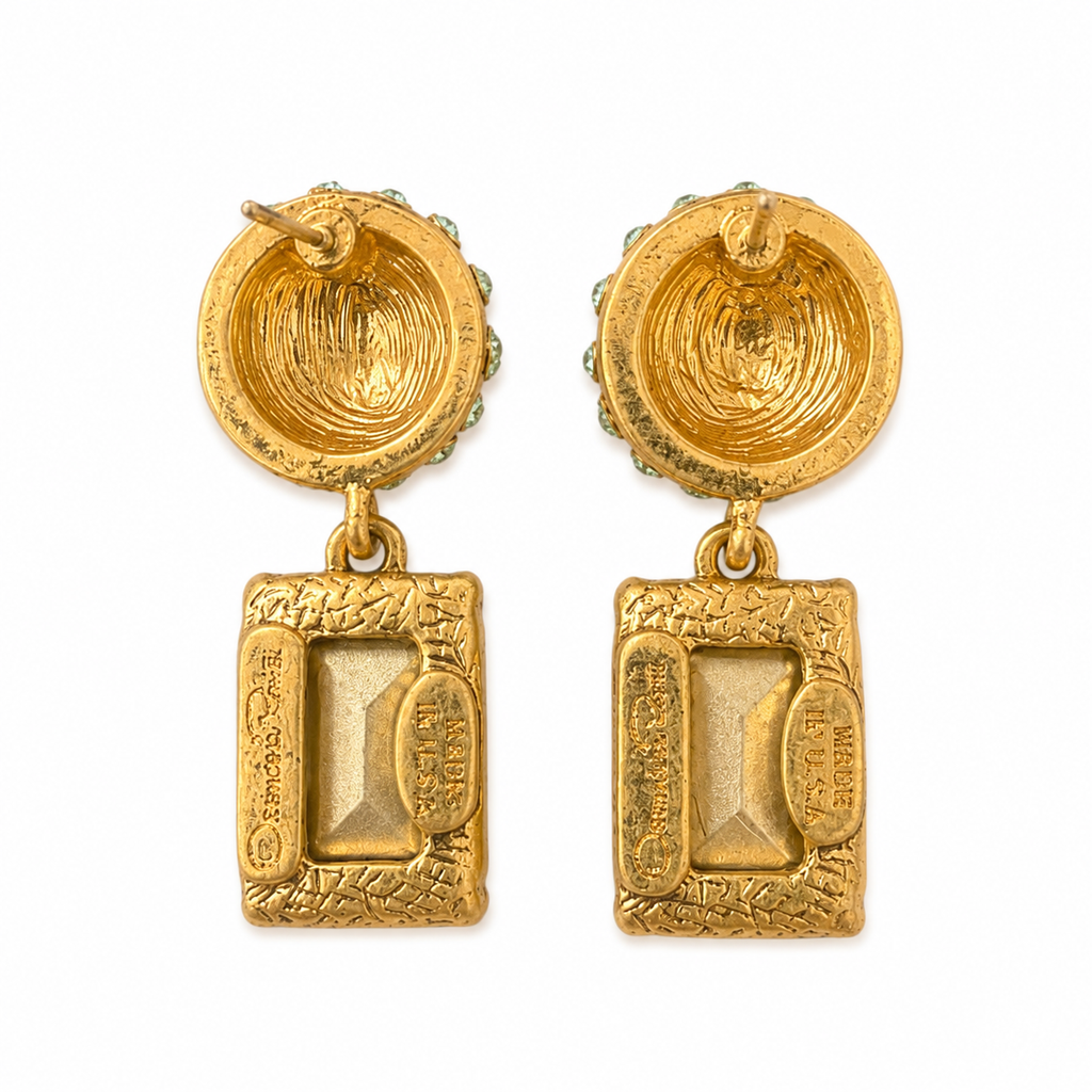 Boucles d’oreilles vintage Oscar de la Renta dorées & cristal jaune