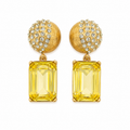 Boucles d’oreilles vintage Oscar de la Renta dorées & cristal jaune
