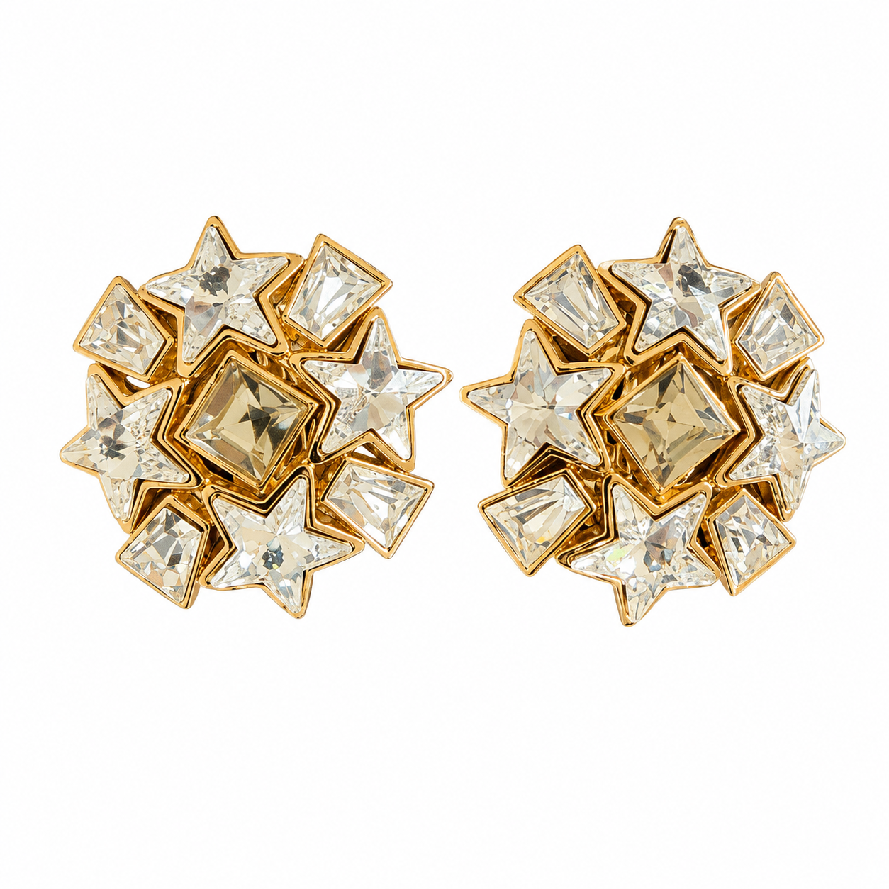 Boucles d'oreilles en cristal de forme - Sphinx - Circa 80's
