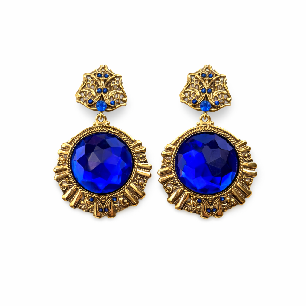 Boucles d’oreilles vintage Villani bleu saphir