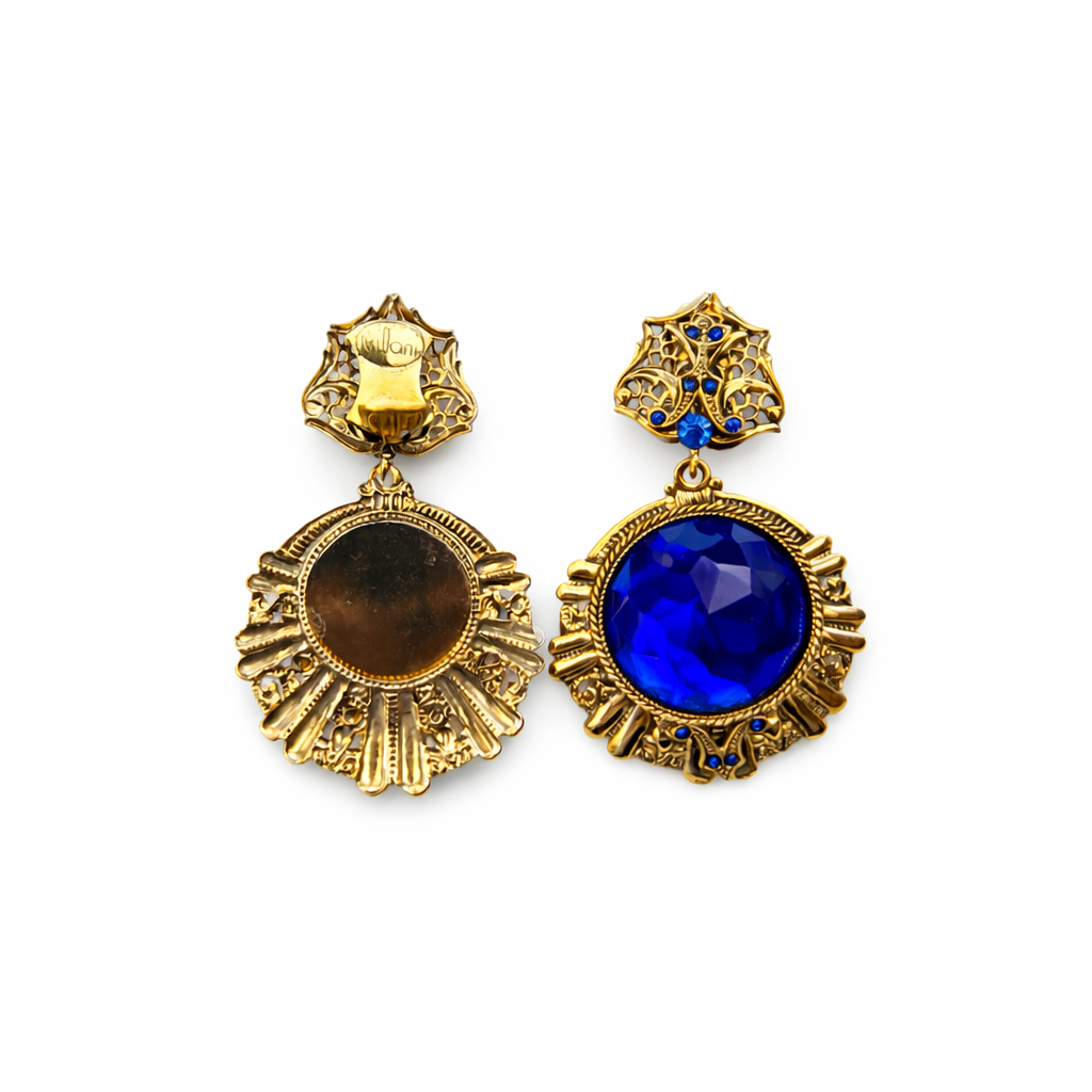 Boucles d’oreilles vintage Villani bleu saphir