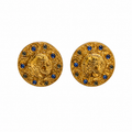 Boucles d'oreilles B&W Médaillon Antique bleu - Circa 80's