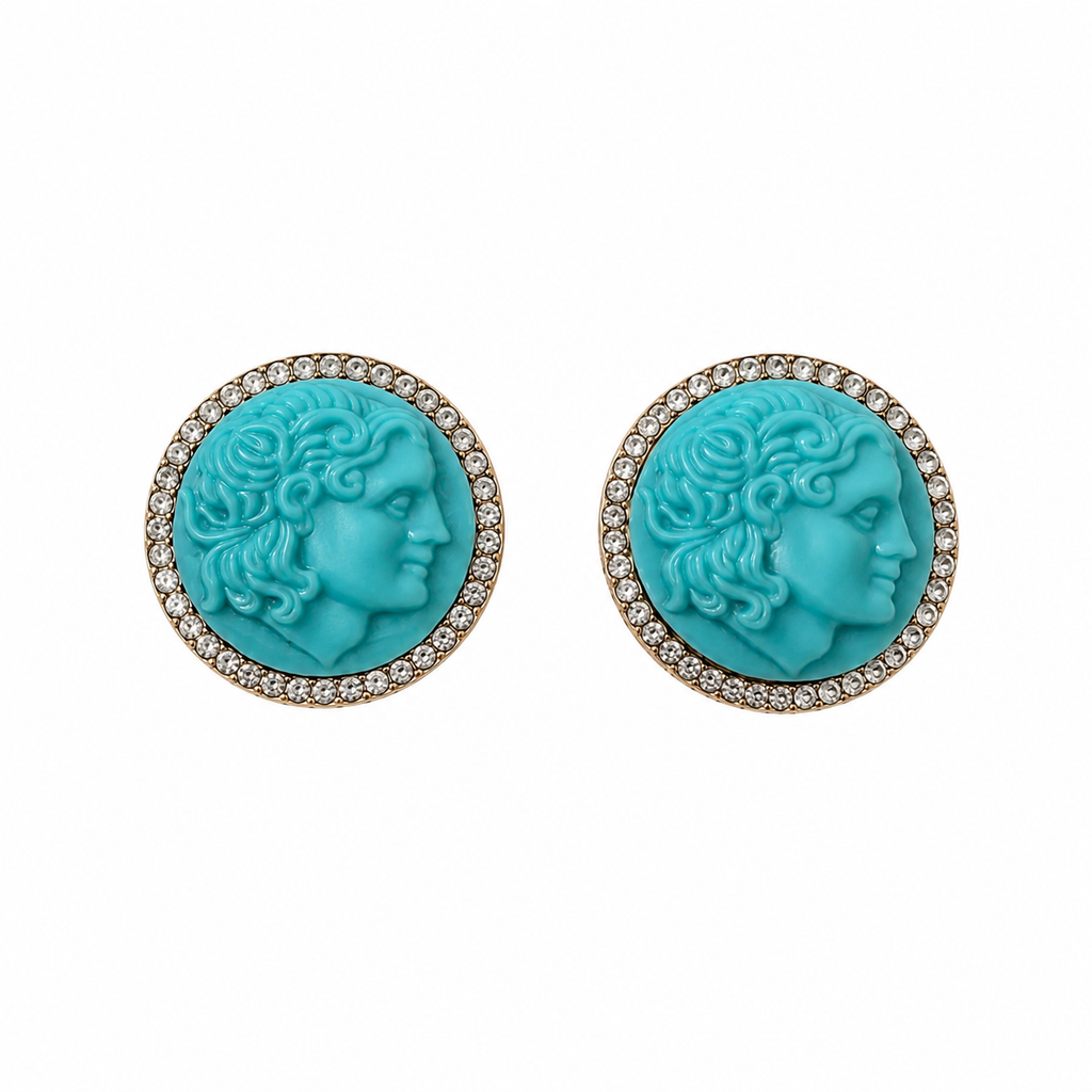 Boucles d'oreilles Cascio avec camée en résine Bleu