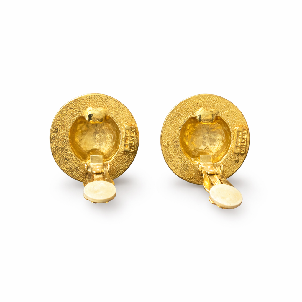 Boucles d’oreilles Agatha vintage dorées à motif Terre – Bijou vintage iconique