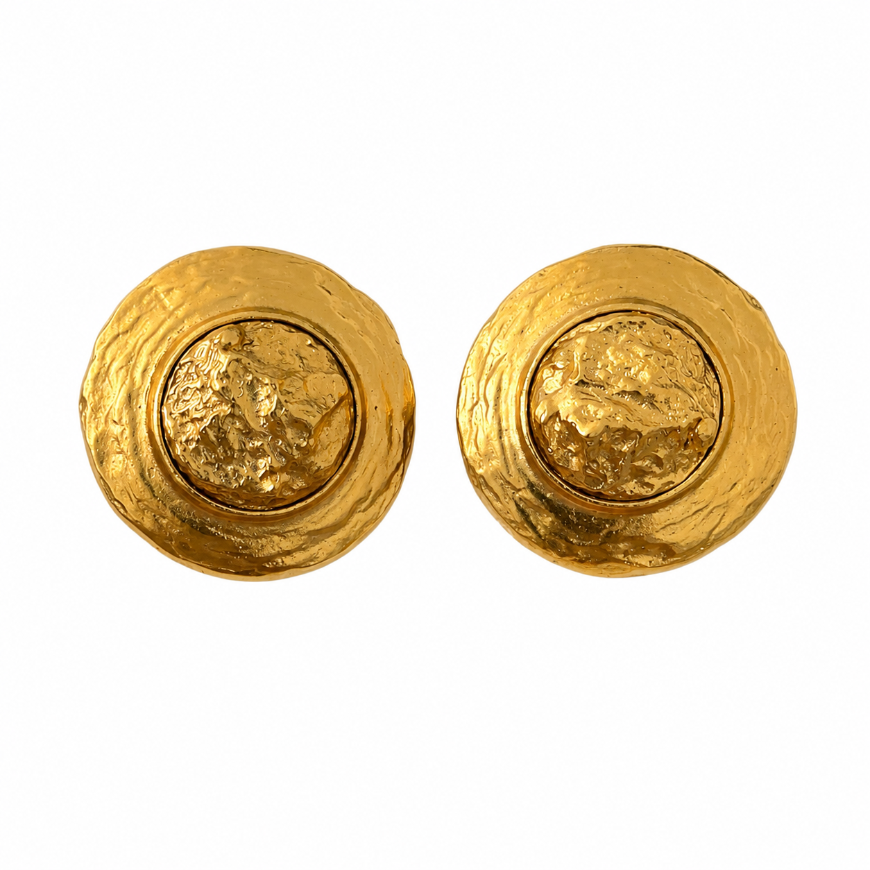 Boucles d'oreilles disque brut esprit Couture