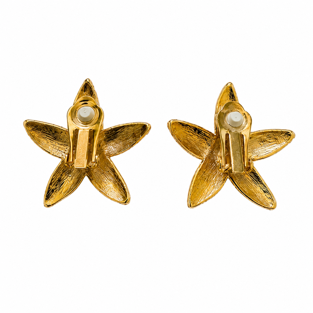 Boucles d’oreilles Étoile de Mer dorées – Circa 1980