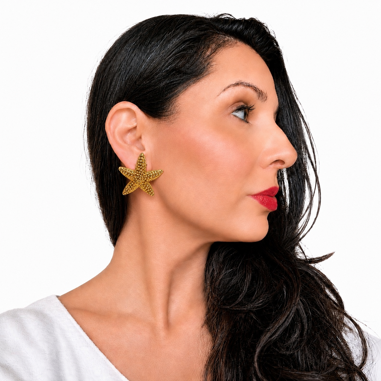 Boucles d’oreilles Étoile de Mer dorées – Circa 1980