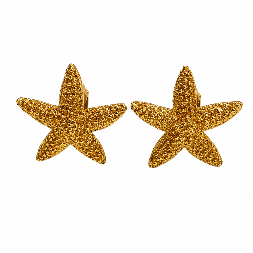 Boucles d’oreilles Étoile de Mer dorées – Circa 1980