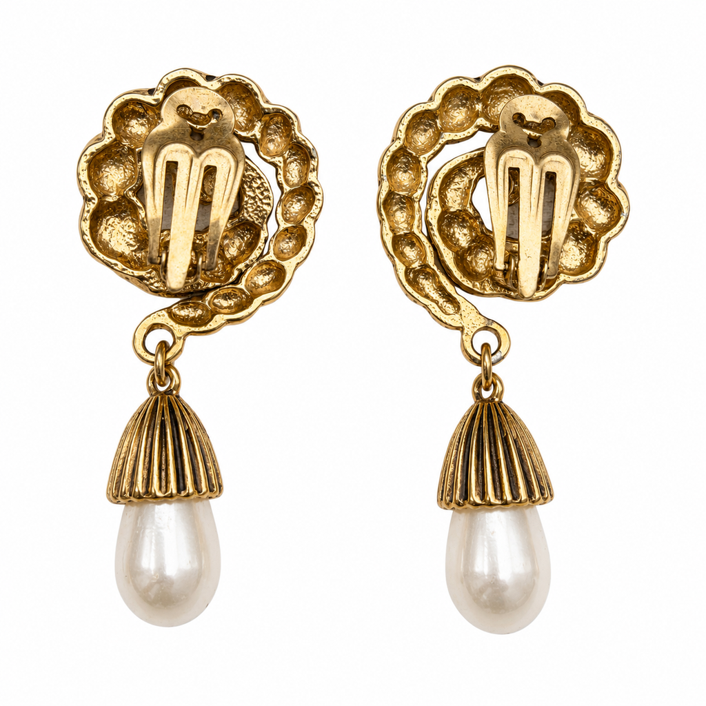 Boucles d'oreilles torsadé avec perle en forme de goutte
