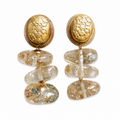 Boucles d'oreilles upcyclées dorées & résine transparente - pièce unique