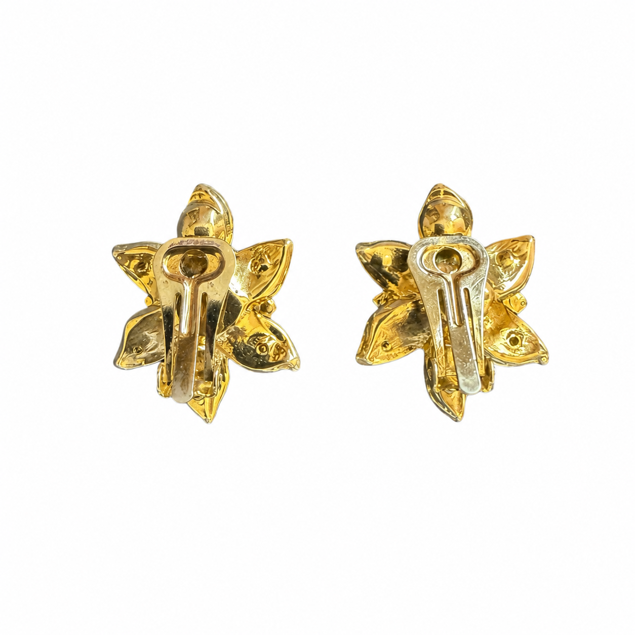 Boucles d'oreilles Fleur Doré cristal rose et irisé