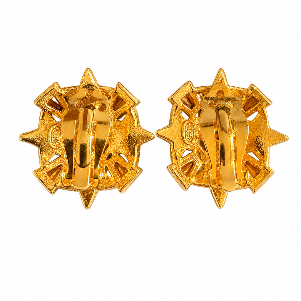 Boucles d'oreilles en cristal de forme - Sphinx - Circa 80's