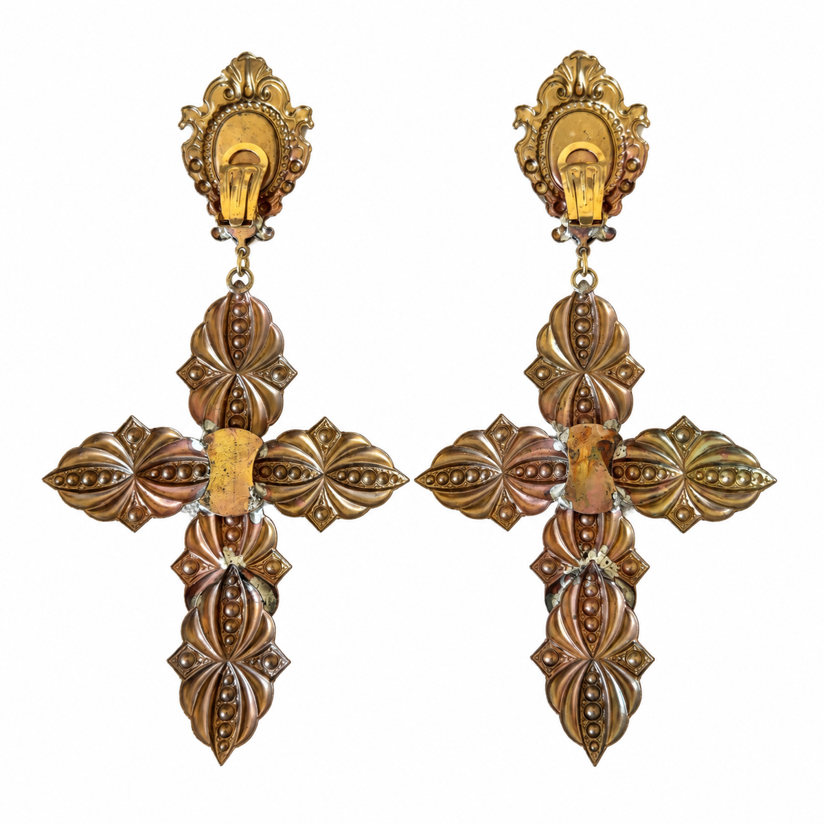 Boucles d'oreilles croix artisanales XL
