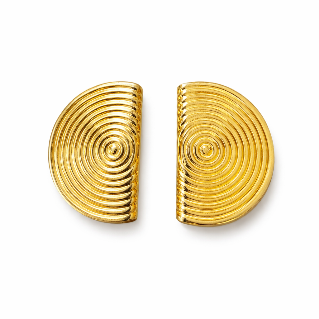 Boucles d’oreilles vintage dorées demi-lune spiralée