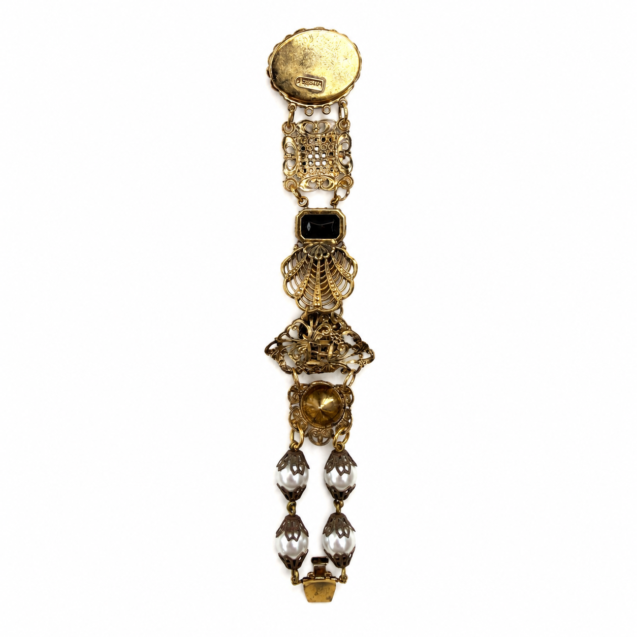 Bracelet vintage Briglia Italy baroque strass & perles – Italie années 80