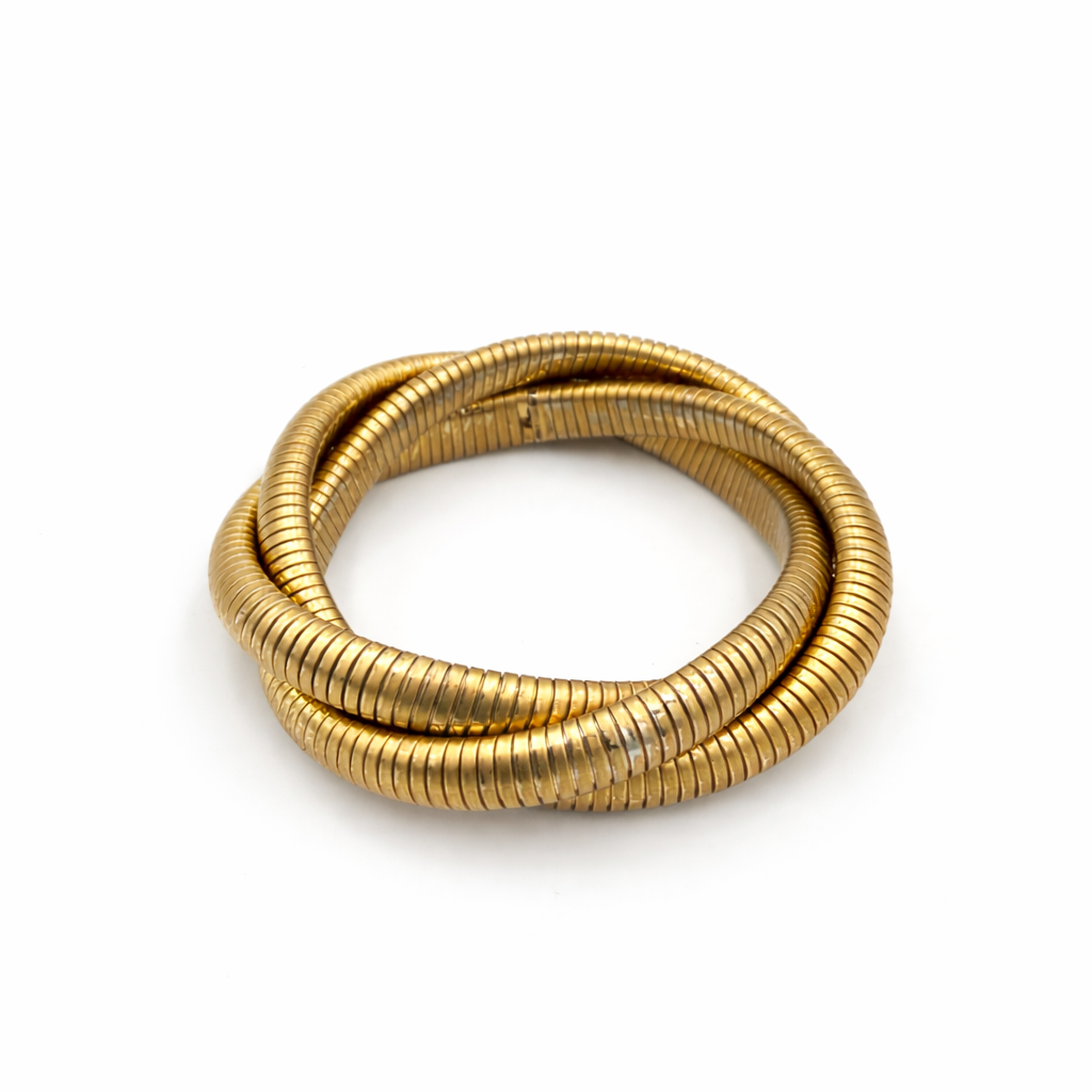 Bracelet vintage tubogas doré – Bijou iconique années 70