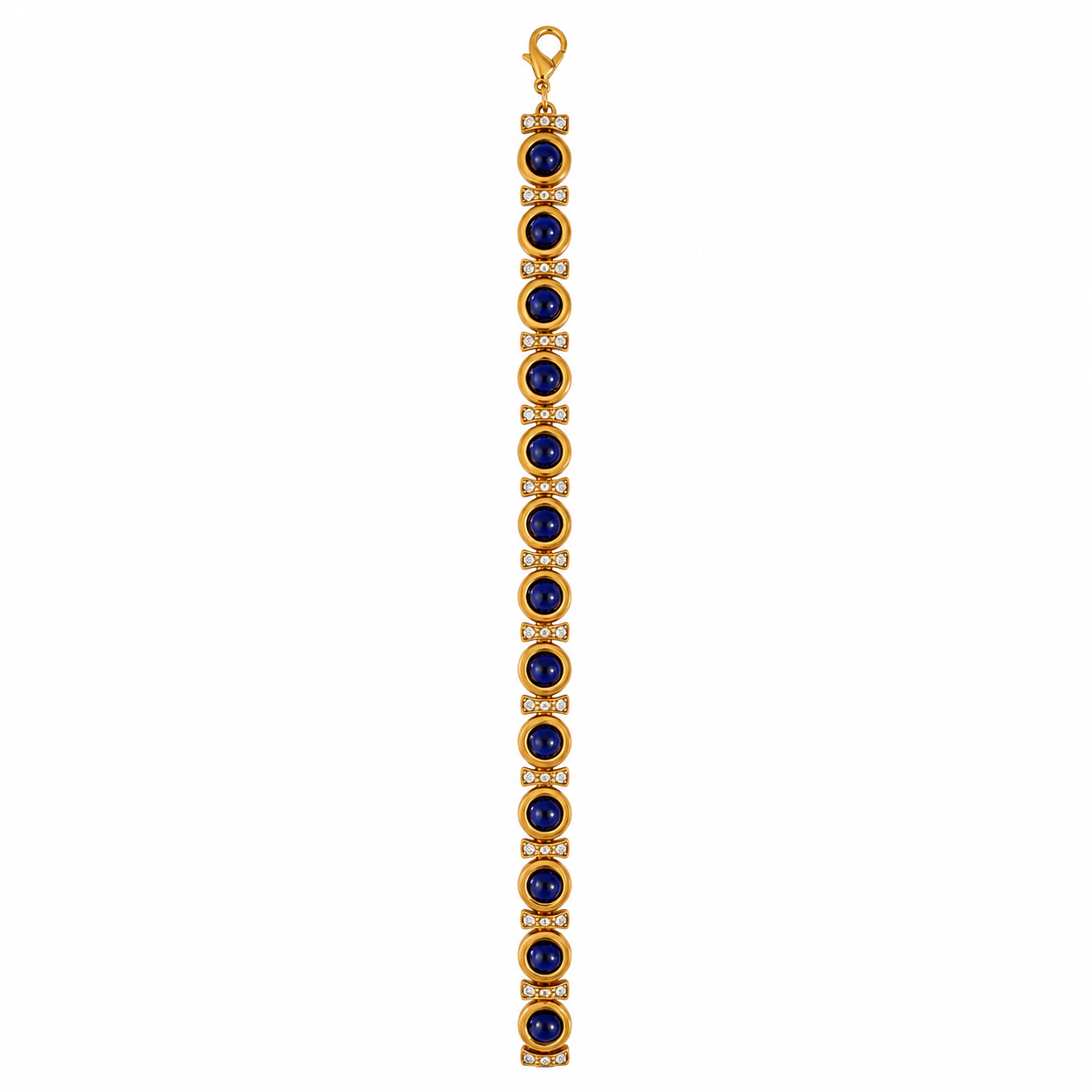 Bracelet vintage doré pierres bleues – Bracelet d'apparat élégant esprit joaillerie