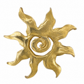 Broche vintage dorée Il était une fois – soleil sculptural années 80