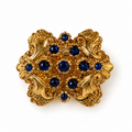 Broche baroque  décor floral (bleu)
