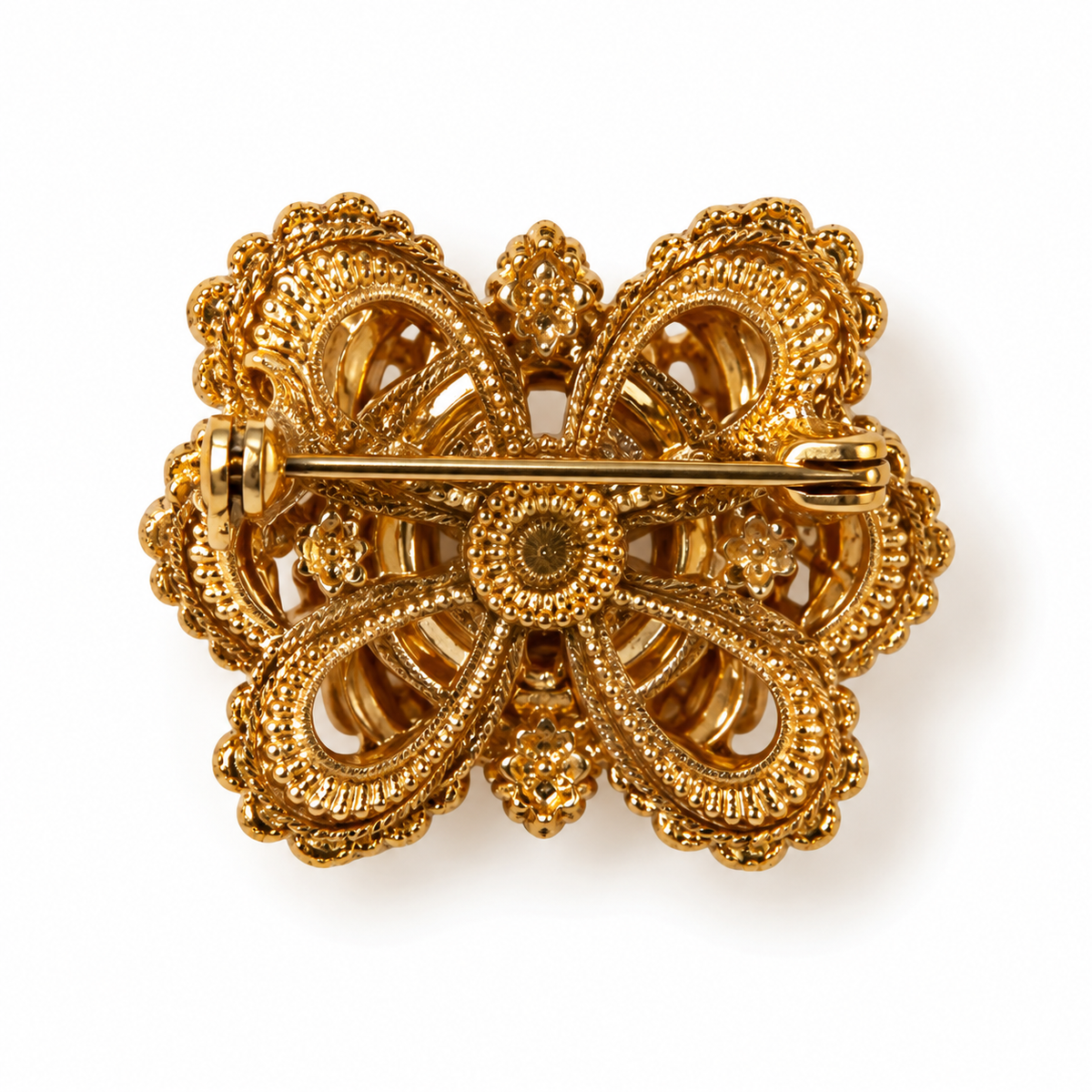 Broche baroque  décor floral (bleu)