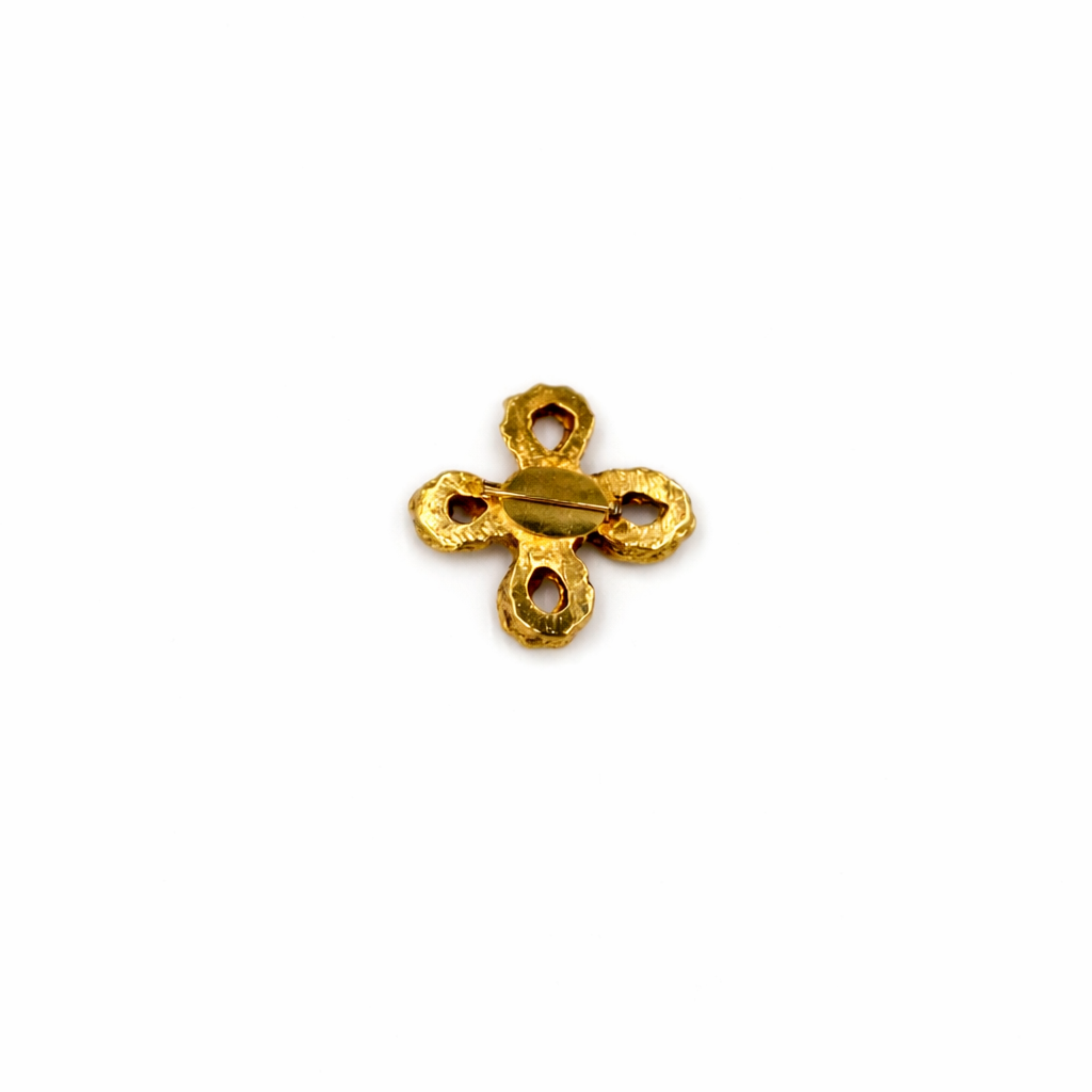 Broche vintage dorée motif nœud tressé & strass – Bijou Couture