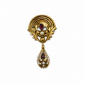 Broche vintage italienne années 80 dorée – style baroque avec strass et cabochon prune
