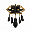 Broche italienne à pampilles noires