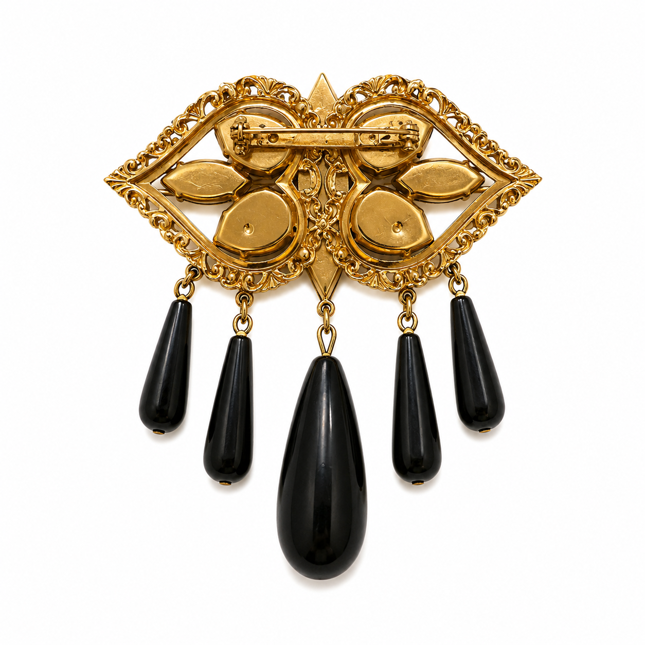 Broche italienne à pampilles noires