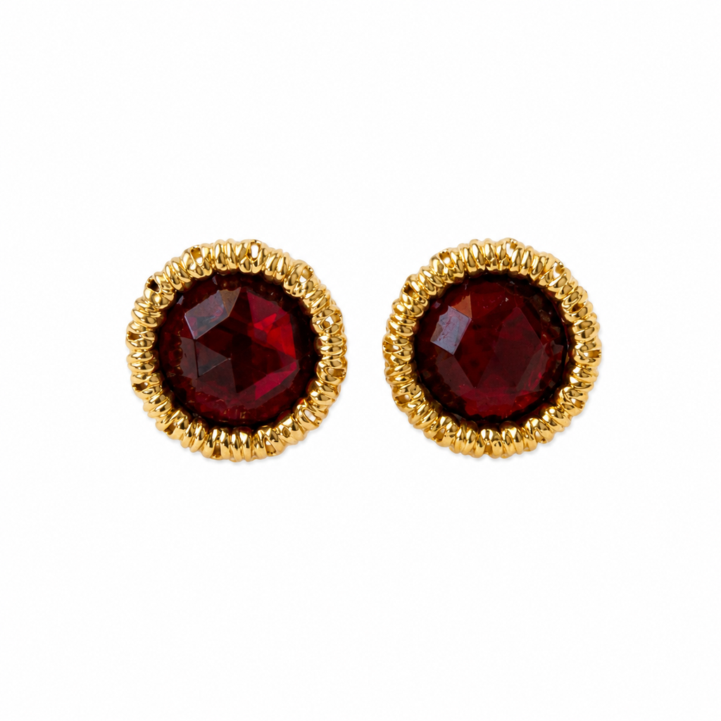 Boucles d’oreilles vintage Villani cristal rubis –  couture italien